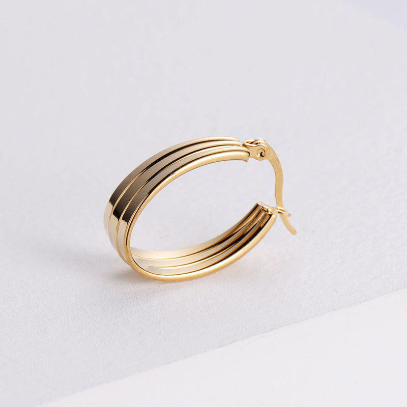 Wholesale Earrings Stainless Steel Triple Circle Twisted Wire Earbuckle OLY-ES-AIMILUO003